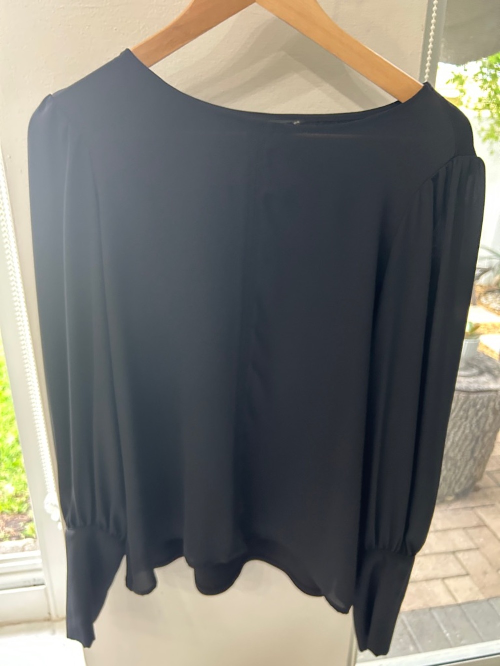 Ann Taylor Black Long-Sleeve Boatneck Blouse